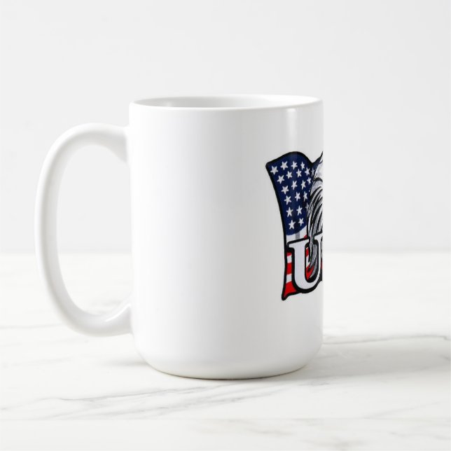 Taza De Café Águila calva americana con bandera de Estados Unid (Izquierda)