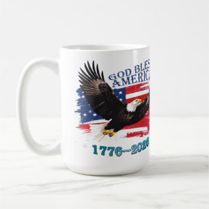 Taza De Café Águila Calva Americana Dios Bendiga América 250 Añ