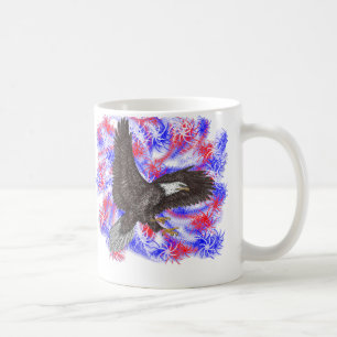 Taza De Café Águila calva con fuegos artificiales