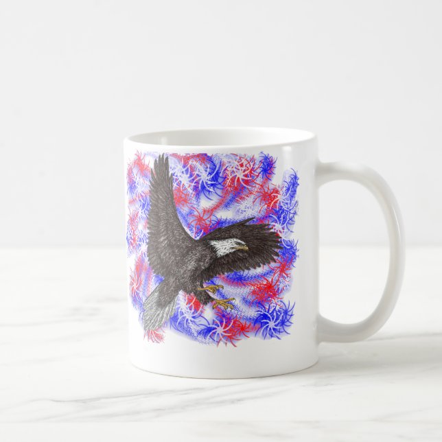 Taza De Café Águila calva con fuegos artificiales (Derecha)