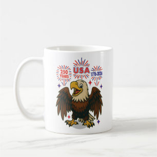 Taza De Café Águila calva con fuegos artificiales - Estados Uni