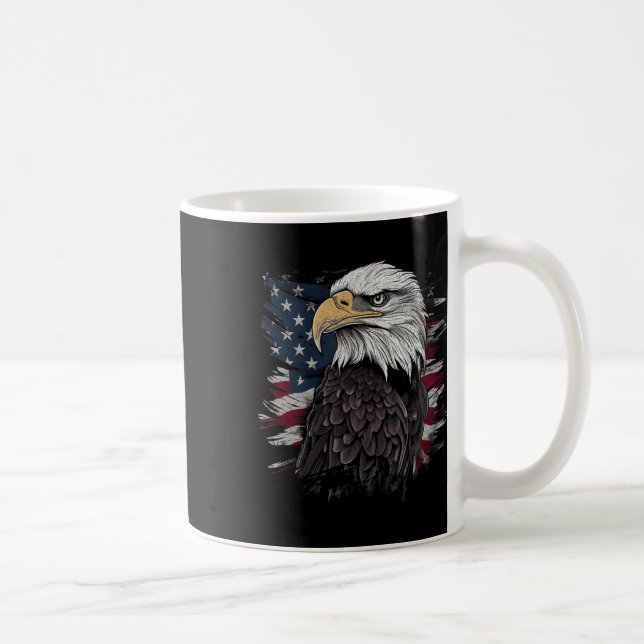 Taza De Café Águila calva Estados Unidos Bandera Estadounidense (Derecha)
