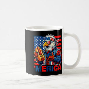 Taza De Café Águila calva hotdog bandera americana divertida 4