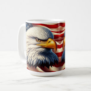 Taza De Café Águila Calva Ilustrando el patriotismo americano