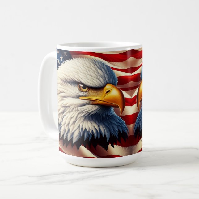 Taza De Café Águila Calva Ilustrando el patriotismo americano (Anverso izquierdo)