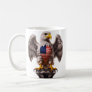 Taza De Café Águila calva patriótica con emblema de la bandera