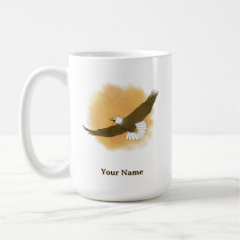 Taza De Café Águila calva personalizada con fondo naranja