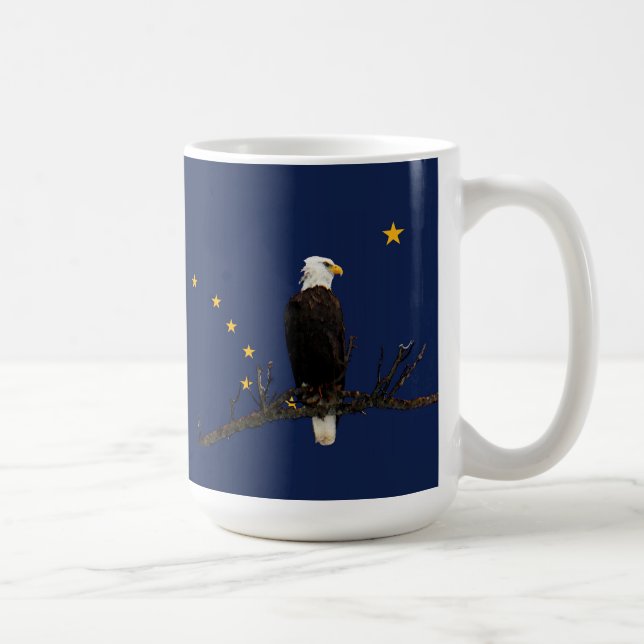 Taza De Café Águila calva y bandera de Alaska (Derecha)