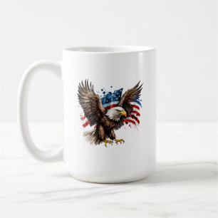Taza De Café Águila Con Bandera Estadounidense