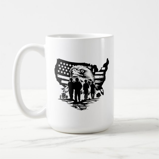 Taza De Café Águila con bandera estadounidense y jarro de solda (Izquierda)
