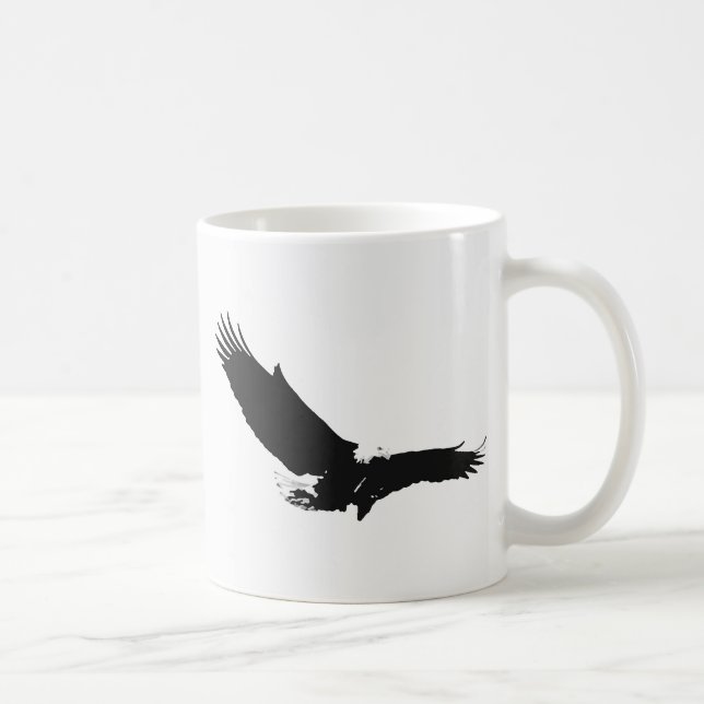 Taza De Café Águila de aterrizaje negra y blanca (Derecha)