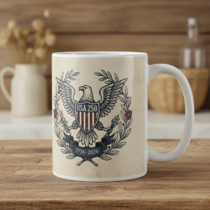 Taza De Café Águila Patriótica con Motivo del Patrimonio USA 25