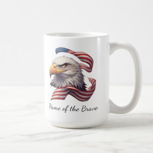 Taza De Café Águila Patriótica Hogar de los Valientes, Bandera 