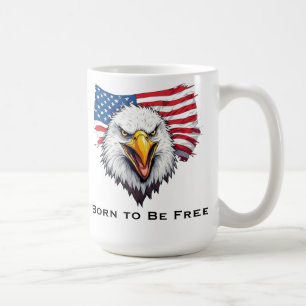 Taza De Café Águila Patriótica Nacida para Ser Libre, Bandera A
