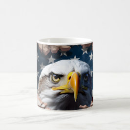 Taza De Café Águila Patriótica y Bandera Café Cerámico Mug
