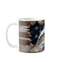 Águila Patriótica y Bandera Café Cerámico Mug