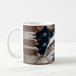 Taza De Café Águila Patriótica y Bandera Café Cerámico Mug