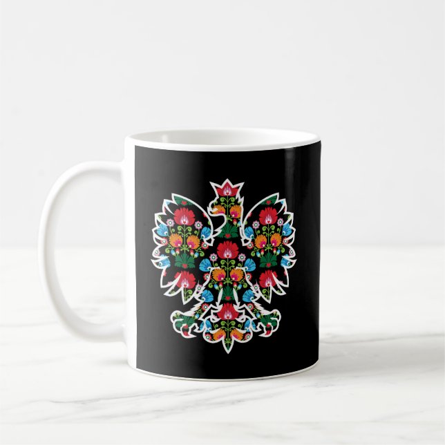 Taza De Café Águila polaca Polonia Wycinanki Emblem Folk polaco (Izquierda)