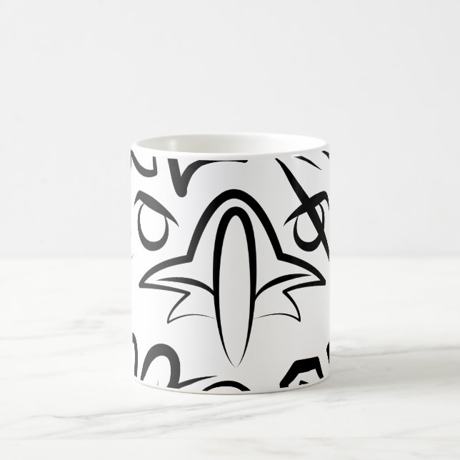 Taza De Café Águila Tribal Negra y Blanca (Centro)