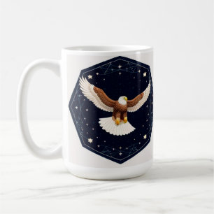 Taza De Café Águila volando contra un fondo estrellado
