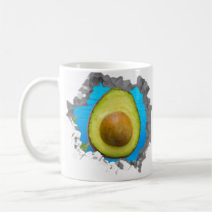 Taza De Café Agujero De Fruta De Aguacate En Una Pared De Comid