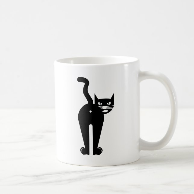 Taza De Café Agujero del extremo del gato negro (Derecha)