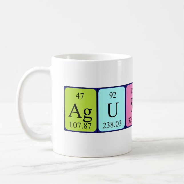 Taza De Café Agustina nombre de tabla periódica mug (Izquierda)