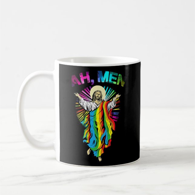 Taza De Café Ah Hombres Gay Arcoiris Jesús Orgullo LGBT Cristia (Izquierda)