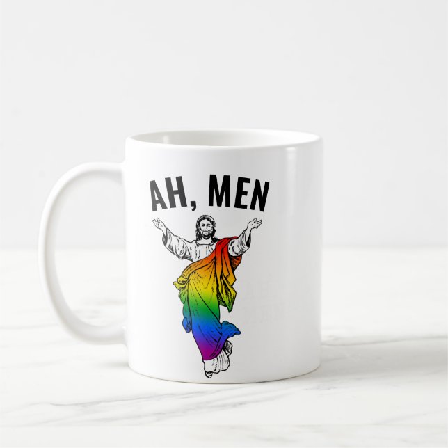 Taza De Café Ah Men - Funny Jesus Meme (Izquierda)