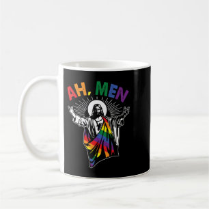 Taza De Café Ah Men Funny Orgullo Gay LGBT Jesús Bandera Arcoir