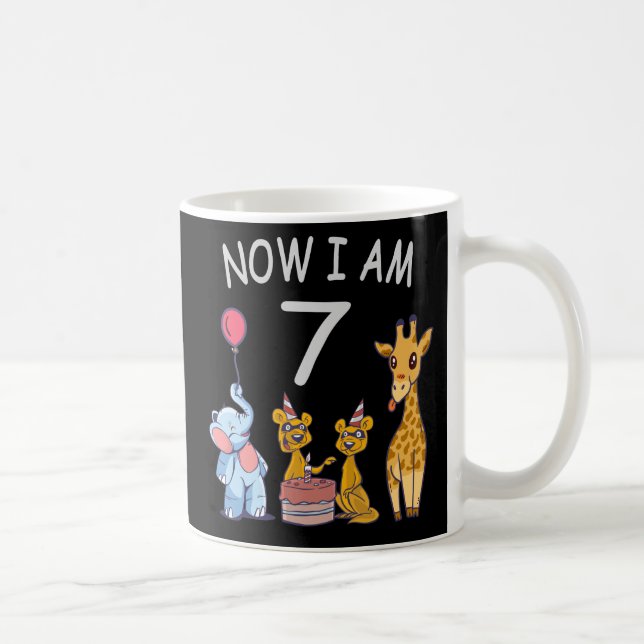Taza De Café Ahora tengo 7 años y séptimo cumpleaños en el zool (Derecha)