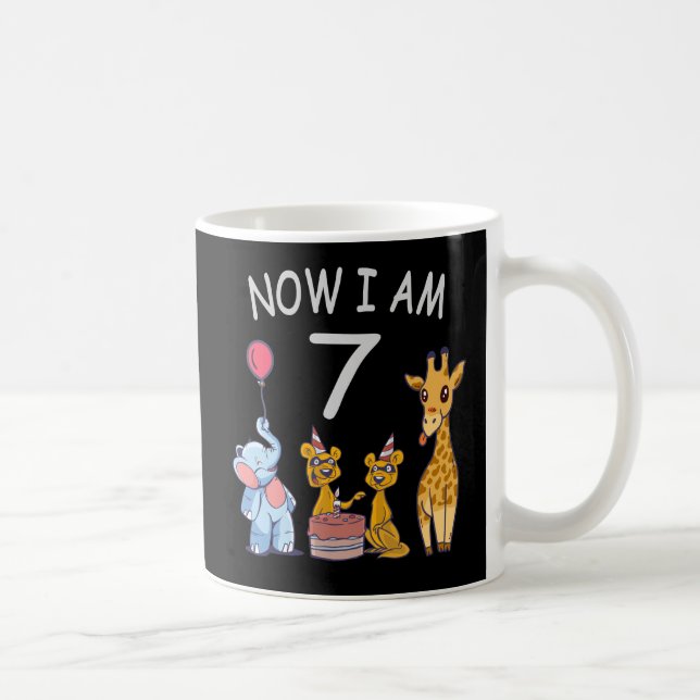 Taza De Café Ahora tengo 7 años y séptimo cumpleaños en el zool (Derecha)