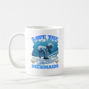 Taza De Café Ahorre los Manatees rechonchos de las sirenas