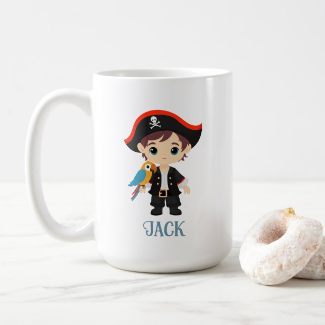 Taza De Café ¡Ahoy! Pirate Boy Birthday Mug (Con donut)