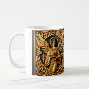 Taza De Café AI Beautiful Woodworked Angel