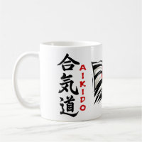 Aikido Kanji Drink Mug con bandera japonesa