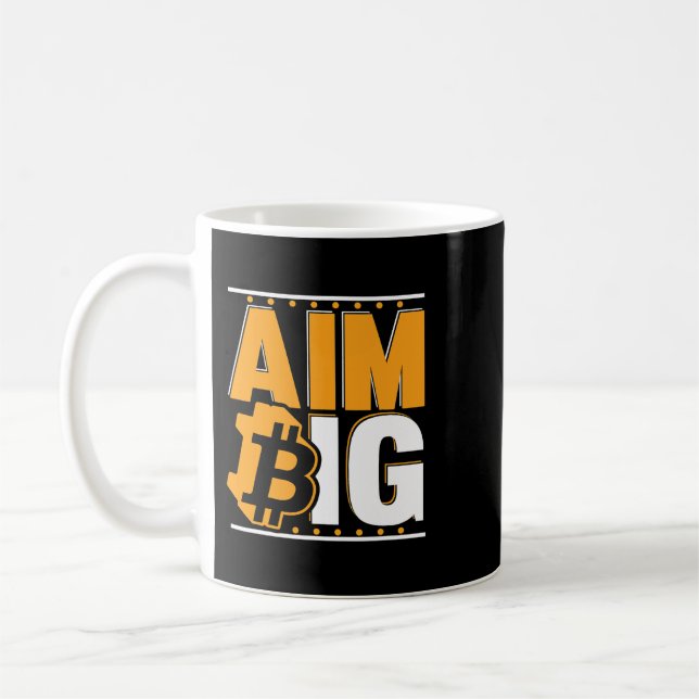 Taza De Café Aim Big Crypto Cryptocurrency Blockchain Bitcoin (Izquierda)