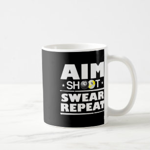 Taza De Café Aim Shoot Swear Repeat Billiards Funny Pool Billia