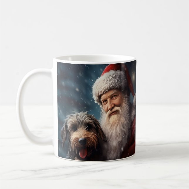 Taza De Café Airedale con Navidades festivos de Santa Claus (Izquierda)