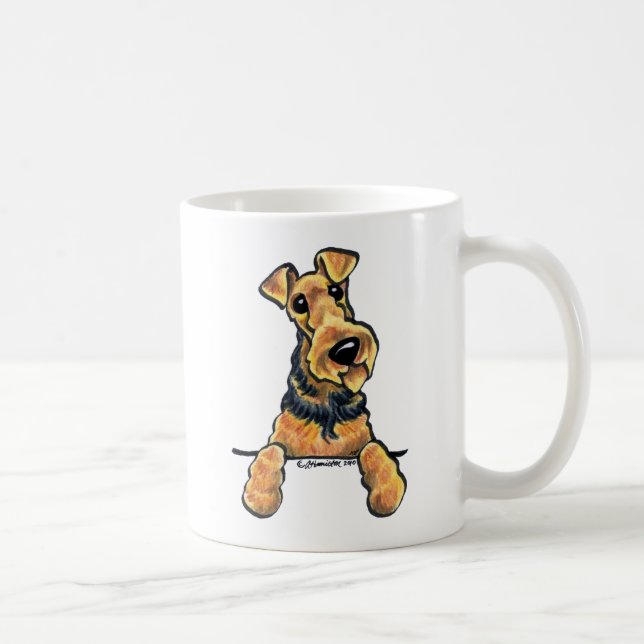 Taza De Café Airedale Terrier Line Art (Derecha)
