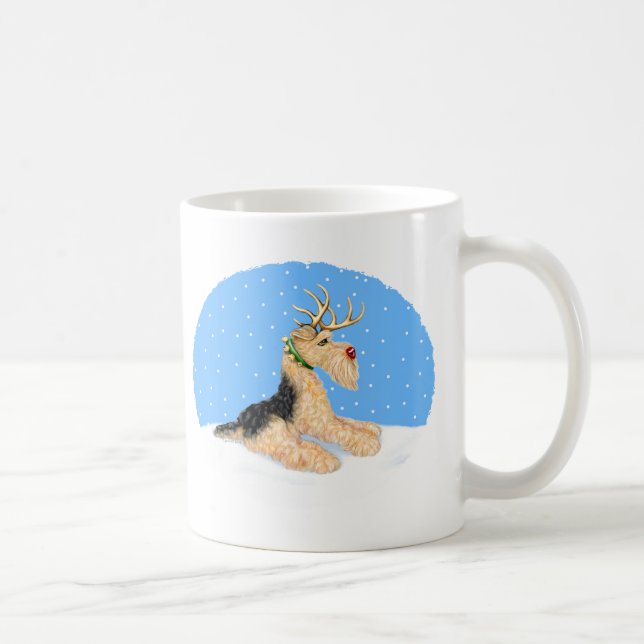 Taza De Café Airedale Terrier Navidades Dale Deer (Derecha)