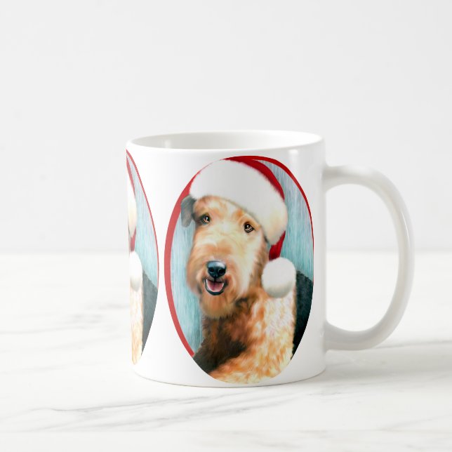 Taza De Café Airedale Terrier Santa (Derecha)