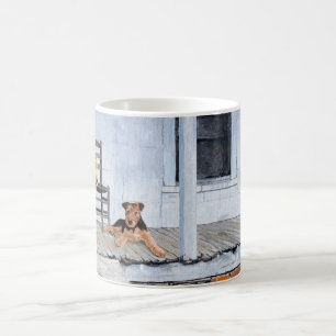 Taza De Café Airedale Terriers en la Veranda