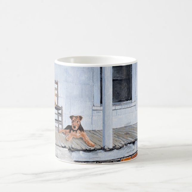 Taza De Café Airedale Terriers en la Veranda (Centro)