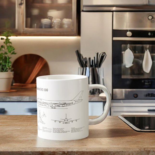 Taza De Café Airliner 747 - Planes de dibujo del plano aéreo BD (Subido por el creador)