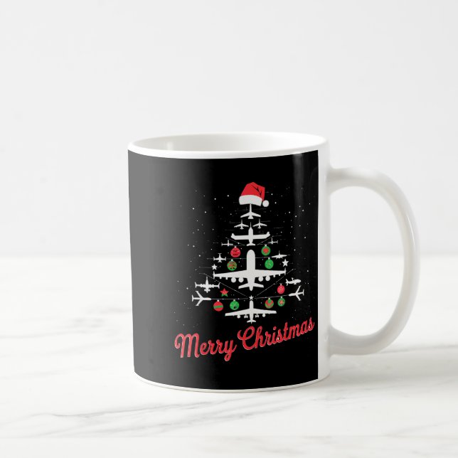 Taza De Café Airplane Christmas Tree Cute Airplane Xmas Holiday (Derecha)