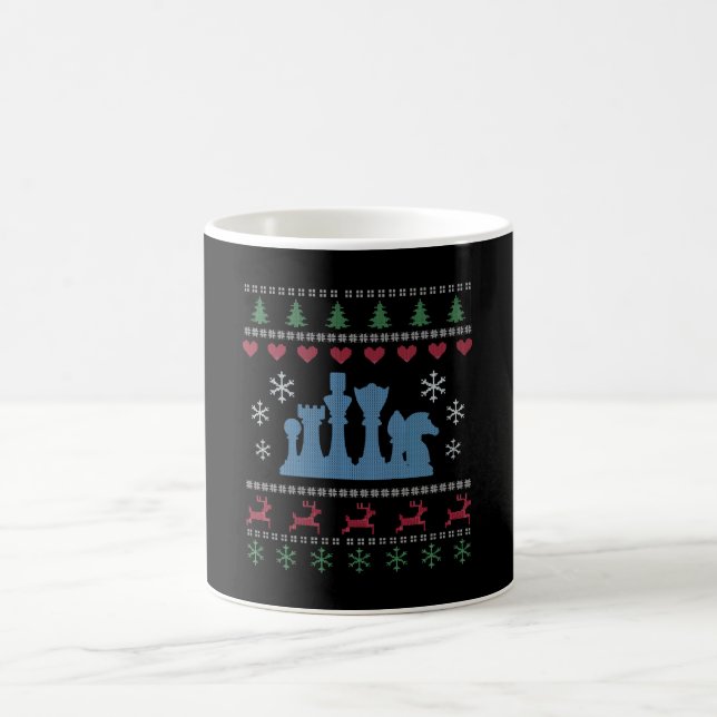 Taza De Café Ajedrez - Navidades feos de piezas de ajedrez (Centro)