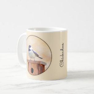 Taza De Café Ajedrez sobre pintura de aves original