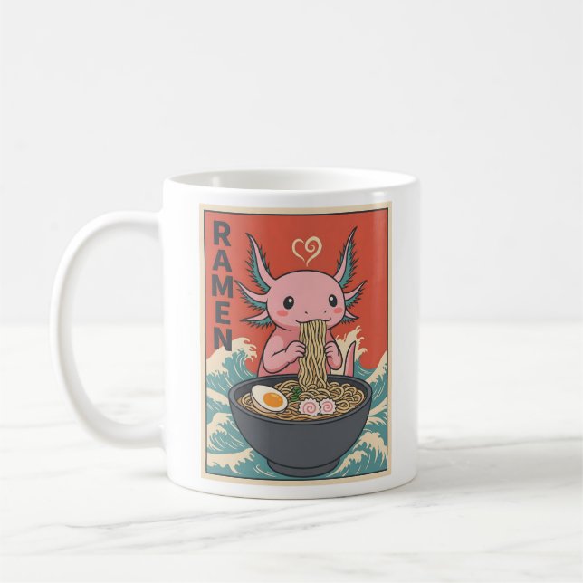Taza De Café Ajolote Divertido Amante De Fideos Ramen Criatura  (Izquierda)