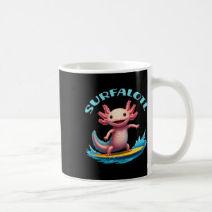 Taza De Café Ajolote surfista Surfalotl divertida playa del océ